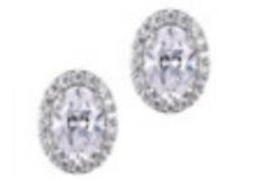 Red Carpet - REIGN 925 Diamondlite CZ 6x4MM Oval Halo Studs Cheap