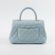 Chanel Caviar Small Coco Handle Light Blue Microchip Fashion