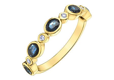 Blue Sapphire & Diamond Band 10 Karat Gold (0.06CT TDW) on Sale