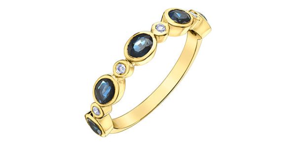 Blue Sapphire & Diamond Band 10 Karat Gold (0.06CT TDW) on Sale