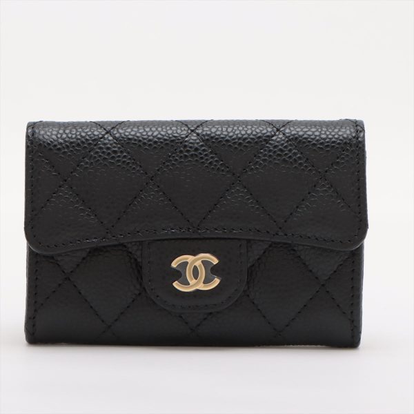 Chanel Flap Caviar Black Cardholder - Microchipped Sale