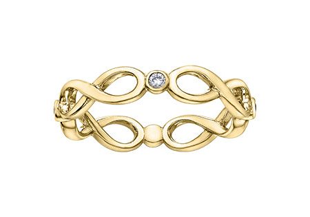 Ladies 10 Karat Yellow Gold Diamond (0.05TDW) Infinity Stackable Ring Sale