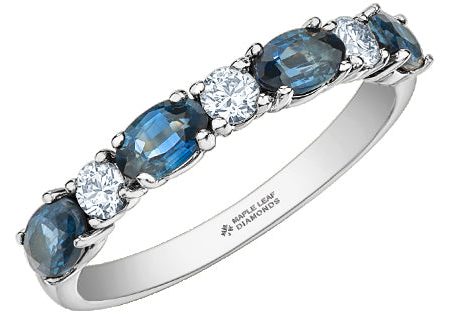 Blue Sapphire & Diamond Ring 14 Karat Gold - Maple Leaf Canadian Diamonds Online Hot Sale