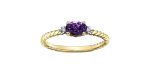 Birthstone Natural Stone & Diamond Ring 10 Karat Gold on Sale