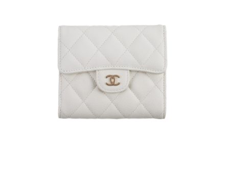 Chanel Caviar Compact Wallet White Online now