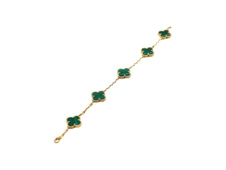 Van Cleef and Arpels 5 Motif Malachite Bracelet Cheap