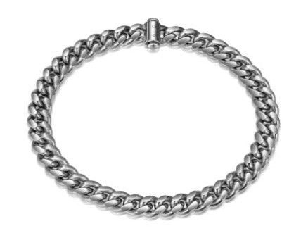 ETHOS RHOD PLTD 200 OVAL CURB CHAIN 8.5  WITH PUSH LOCK Fashion