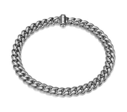 ETHOS RHOD PLTD 200 OVAL CURB CHAIN 8.5  WITH PUSH LOCK Fashion