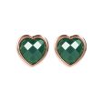 Bronzallure Heart Shaped Green Agate Studs on Sale