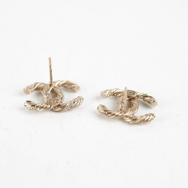 Chanel Coco Logo Bronze Rhinestone Earrings Online now