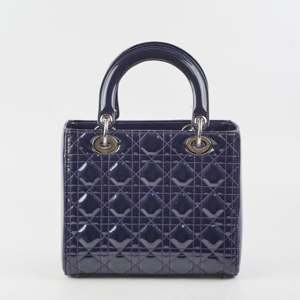 Christian Dior Medium Lady Dior Patent Navy Online now