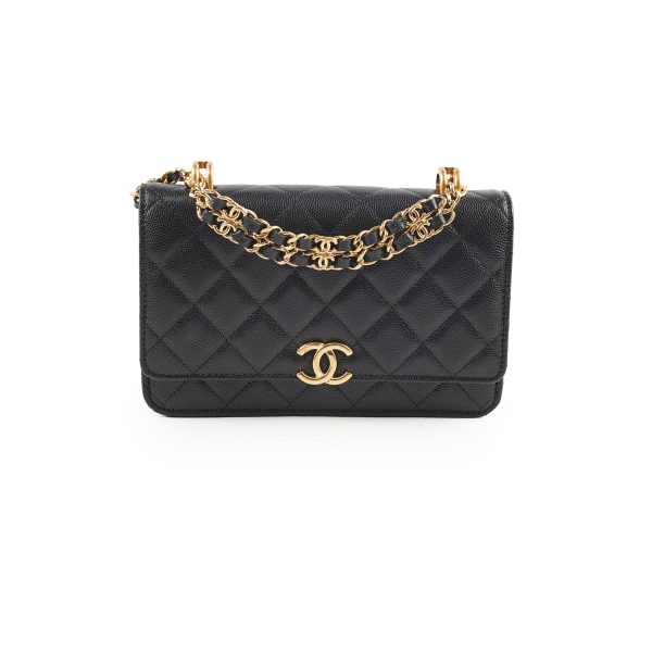 Chanel Top Handle Wallet On Chain WOC Black Caviar GHW Microchip For Discount