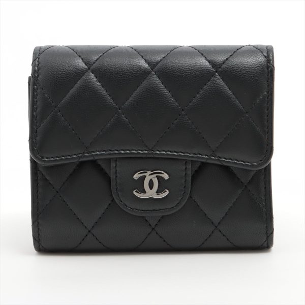 Chanel Black Lambskin Compact Wallet - Series 22 Supply