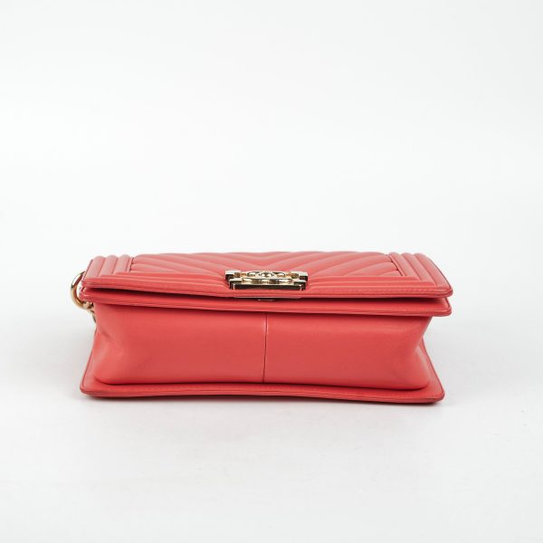 Chanel Old Medium Boy Chevron Lambskin Coral  - Series 27 Hot on Sale