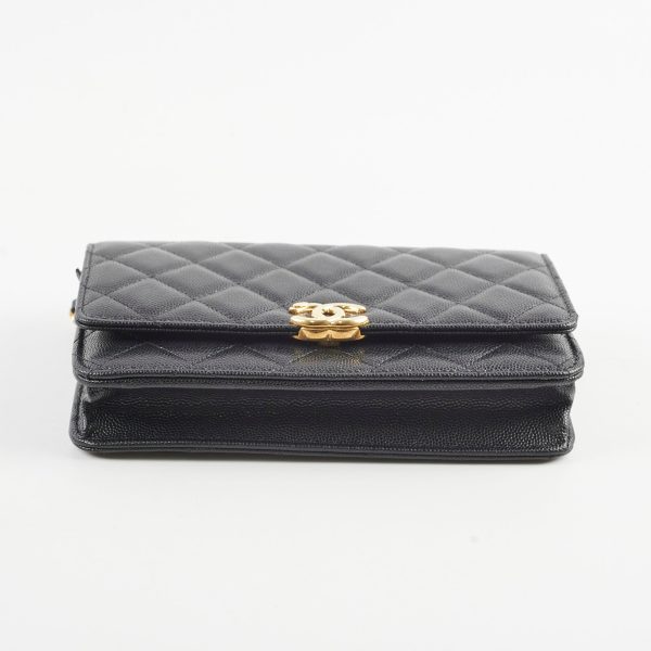 Chanel Top Handle Wallet On Chain WOC Black Caviar GHW Microchip For Discount