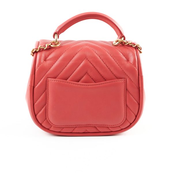 Chanel Lambskin Reverse Chevron Round Flap Bag Online Hot Sale