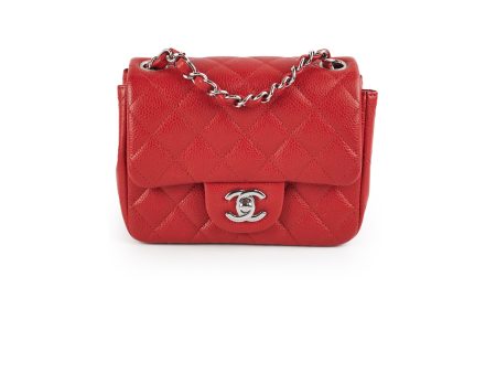 23 7 DOTD- Chanel Classic Flap Square Caviar Red Online Sale