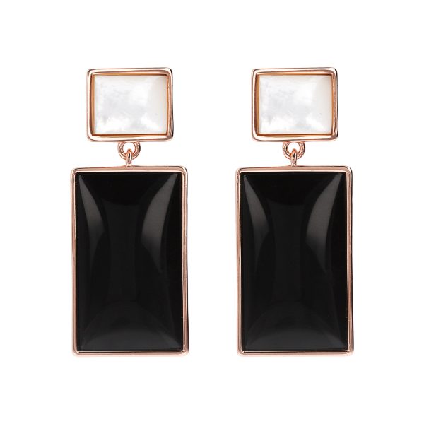 Bronzallure Black Onyx & MOP Dangle Earrings Online now