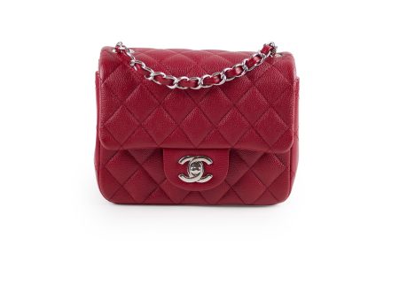 Chanel Classic Flap Square Caviar Mini Red Crossbody - Series 24 Discount