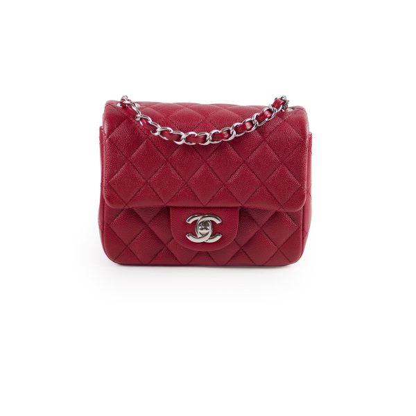 Chanel Classic Flap Square Caviar Mini Red Crossbody - Series 24 Discount