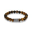 ETHOS  CHISEL  RHOD PLTD GEN TIGER EYE WITH BLACK OIL CLASP BEADS BRACELET on Sale