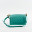 Chanel Chevron Caviar Turquoise Small Boy Bag Fashion