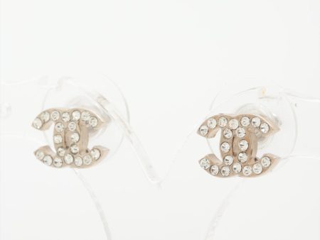 Chanel Coco Logo Rhinestone Silver Stud Earrings Costume Jewellery Online