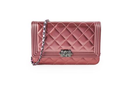 Chanel Boy Patent Wallet On Chain WOC Rose Lilac Cheap