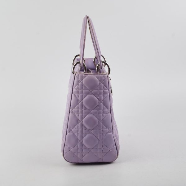 Christian Dior Medium Lady Dior Lambskin Lilac For Sale