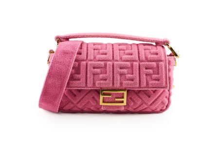 Fendi FF Baguette Pink Velvet Medium Sale