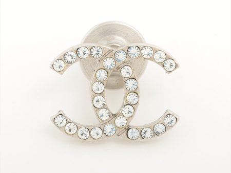 Chanel Coco Logo Silver Rhinestone Small Brooch Costume Jewellery Hot on Sale