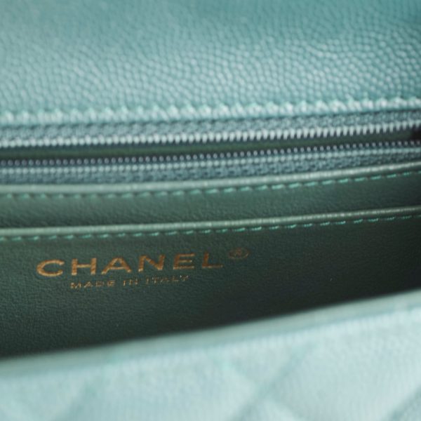 Chanel Caviar Mini Square Flap Turquoise Series 24 Sale