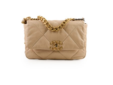 Chanel 19 Small Beige Lambskin Crossbody Bag Series 30 Discount