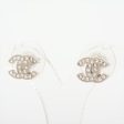 Chanel Coco Logo Rhinestone Silver Stud Earrings Costume Jewellery Online