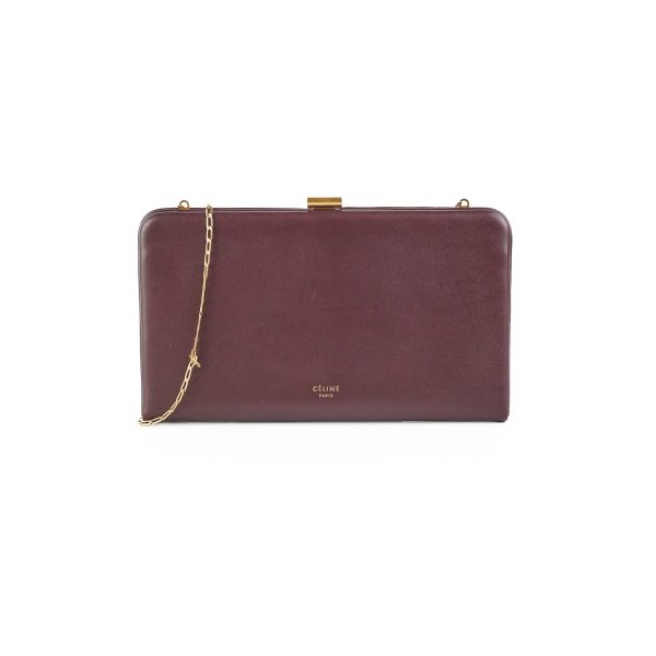 Celine Burgundy Wallet On Chain For Discount