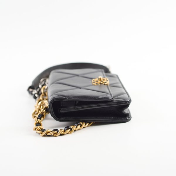 Chanel 19 Wallet On Chain WOC Lambskin Black For Discount