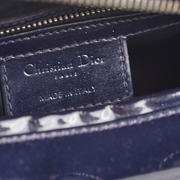 Christian Dior Medium Lady Dior Patent Navy Online now