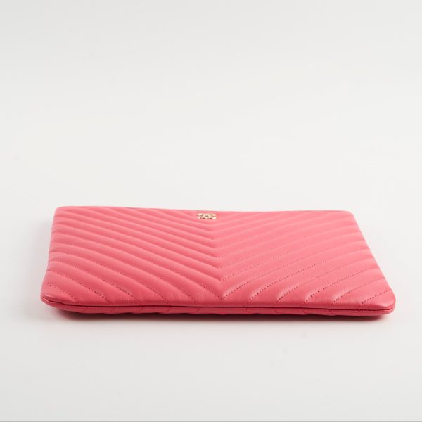 Chanel O Case Medium Chevron Pink Lambskin - Series 24 For Cheap