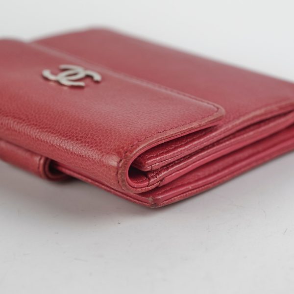 Chanel Fold Caviar Dark Pink Wallet For Discount