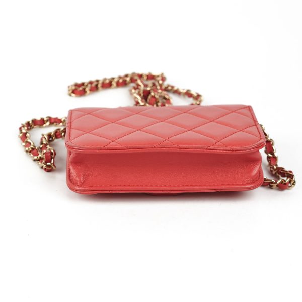 Chanel Classic Micro Clutch with Chain Red Online now