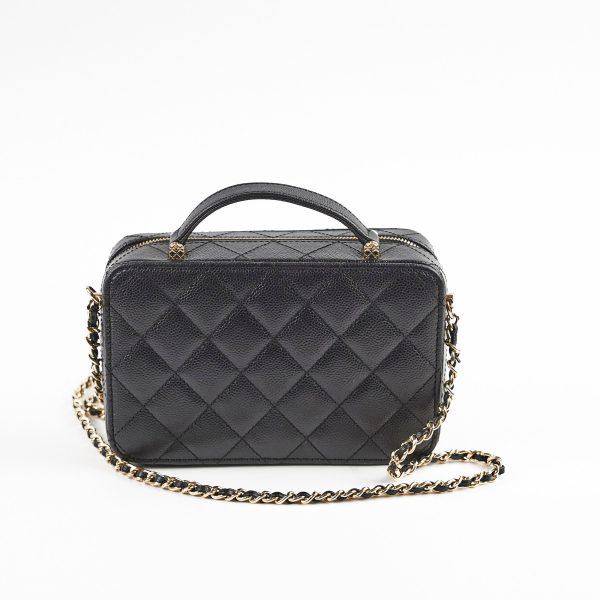 Chanel Caviar Vanity with Top Handle Microchipped Black For Discount