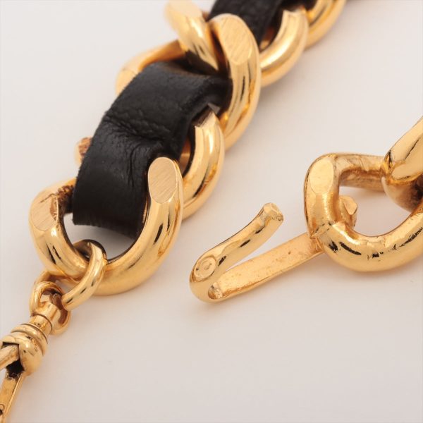 Chanel Coco Gold Chain Black Leather Belt Size 80cm Costume Jewellery Cheap