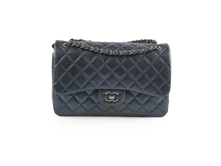 Chanel Classic Jumbo Flap Dark Blue Iridescent Caviar- Series 20 Cheap