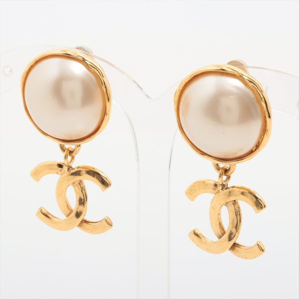 Chanel Pearl Drop CC Logo Gold Clip On Earrings Costume Jewellery Sale