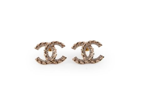 Chanel CC Logo Gold Rhingstone Earrings Costume Jewellery Discount