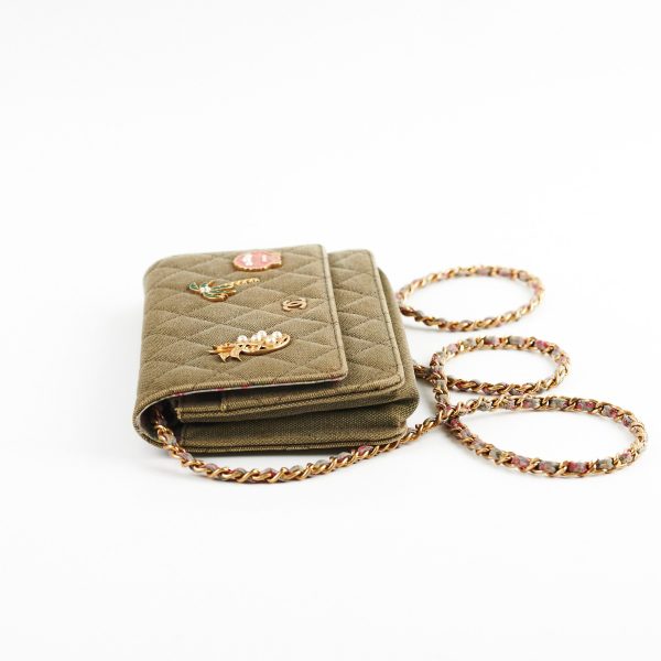 Chanel Wallet On Chain WOC Khaki Denim on Sale