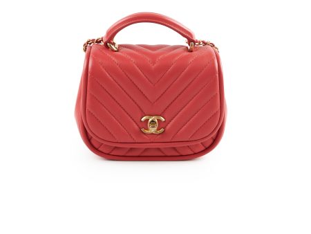 Chanel Lambskin Reverse Chevron Round Flap Bag Online Hot Sale