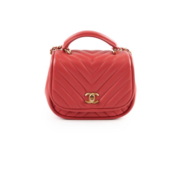 Chanel Lambskin Reverse Chevron Round Flap Bag Online Hot Sale