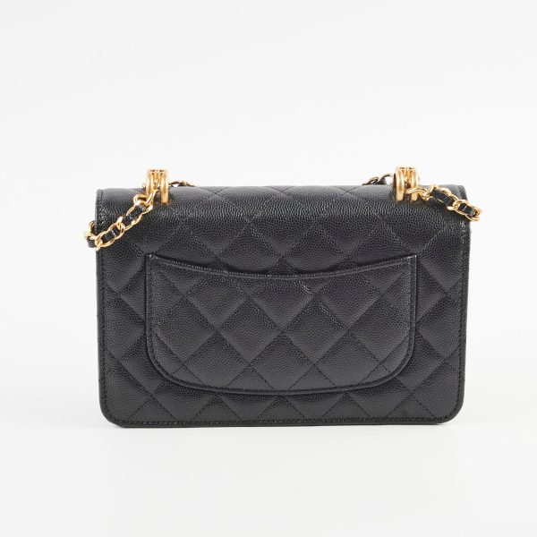 Chanel Top Handle Wallet On Chain WOC Black Caviar GHW Microchip For Discount