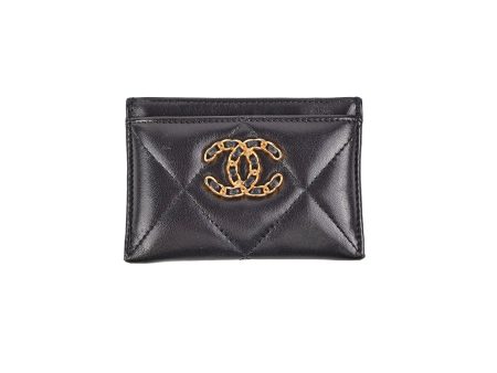 Chanel 19 Lambskin Cardholder Black Online Sale